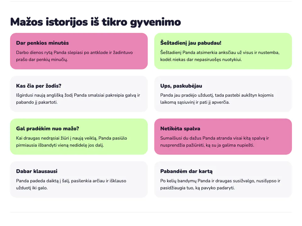 Pristatymo skiltis „Mažos istorijos iš tikro gyvenimo“ ir paletė