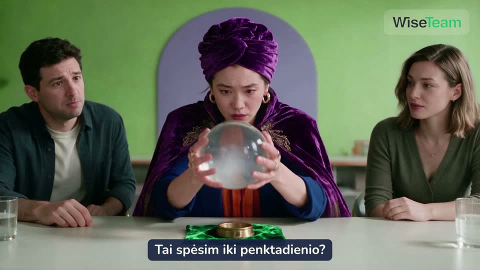 Komanda pas aiškiaregę su krištoliniu rutuliu - 16:9 formatas